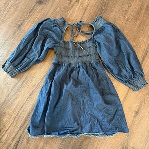 Free People Backless Denim Blue Dress
